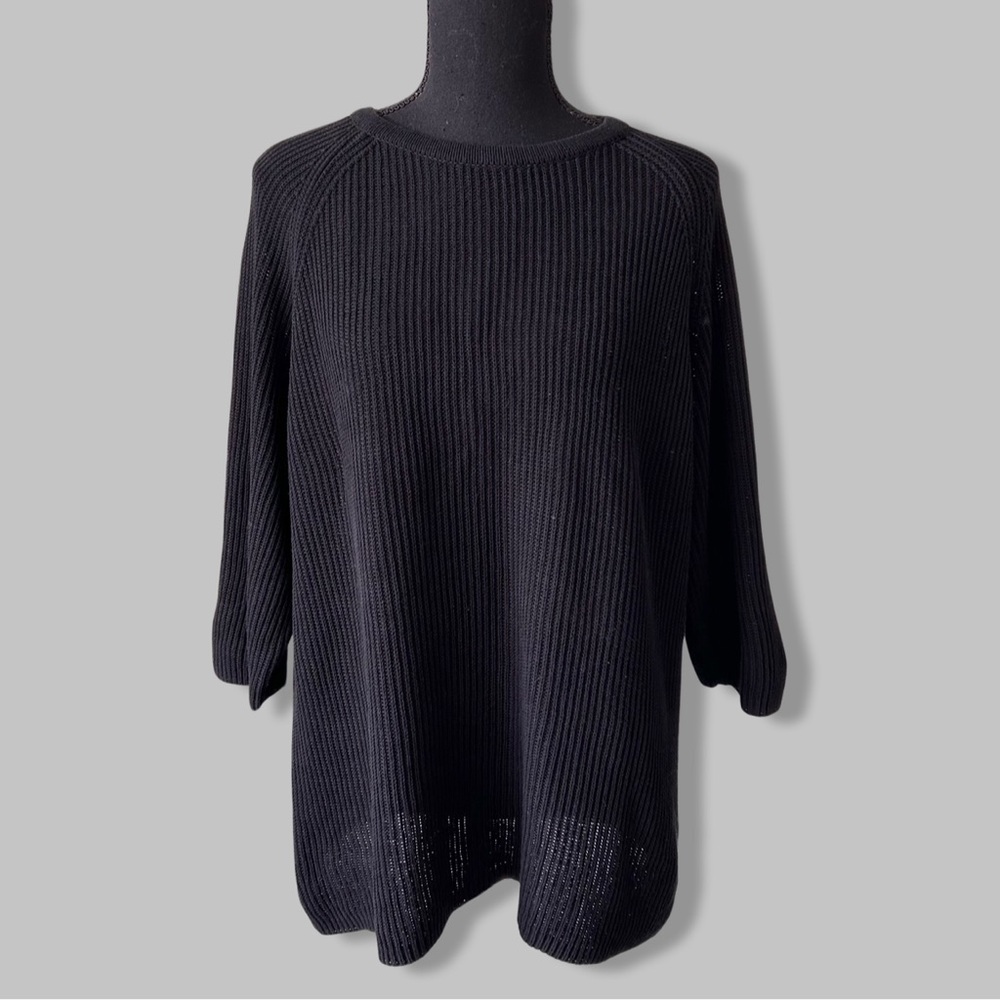 Oak+Fort Black Rib Knit Draped Sweater